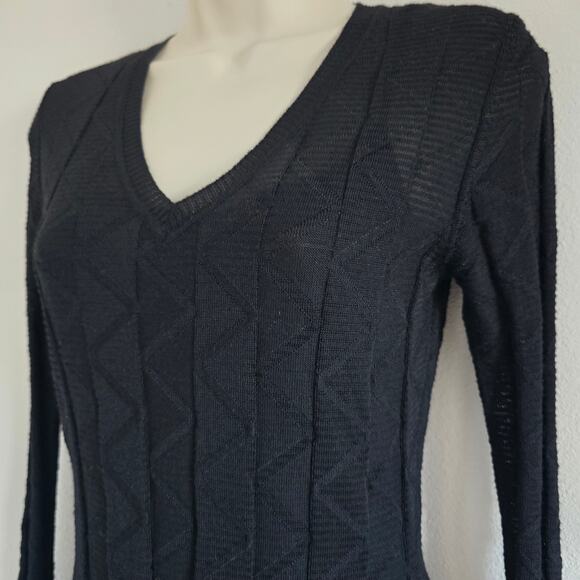 *NWT M Missoni Chevron Geometric Texture Knit Mini Dress Black Size 36/ S Wool - Picture 2 of 11